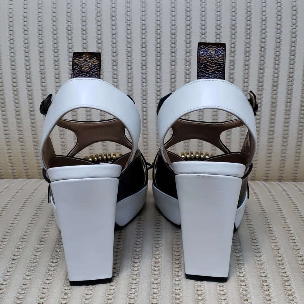 LOUIS VUITTON COLORBLOCK HEADLINE SLINGBACK PUMPS - Picture 7 of 14